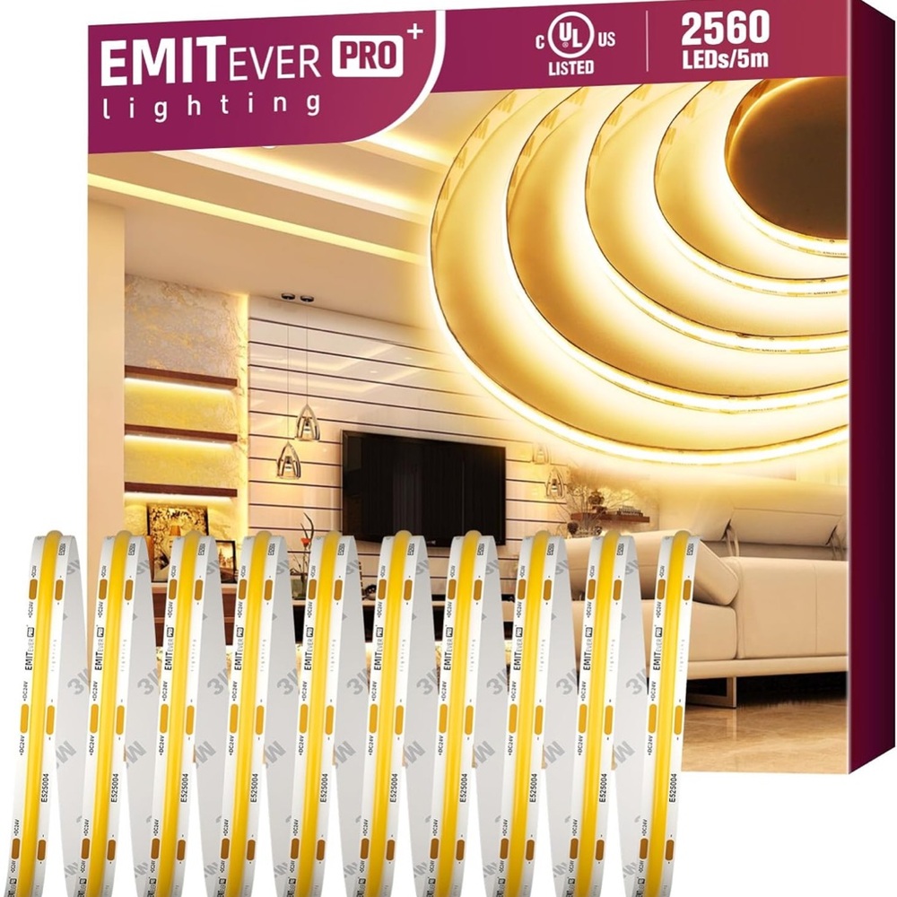 EMITEVER COB LED Strip Lights Warm White, 3000K Tape Light Premium High Density